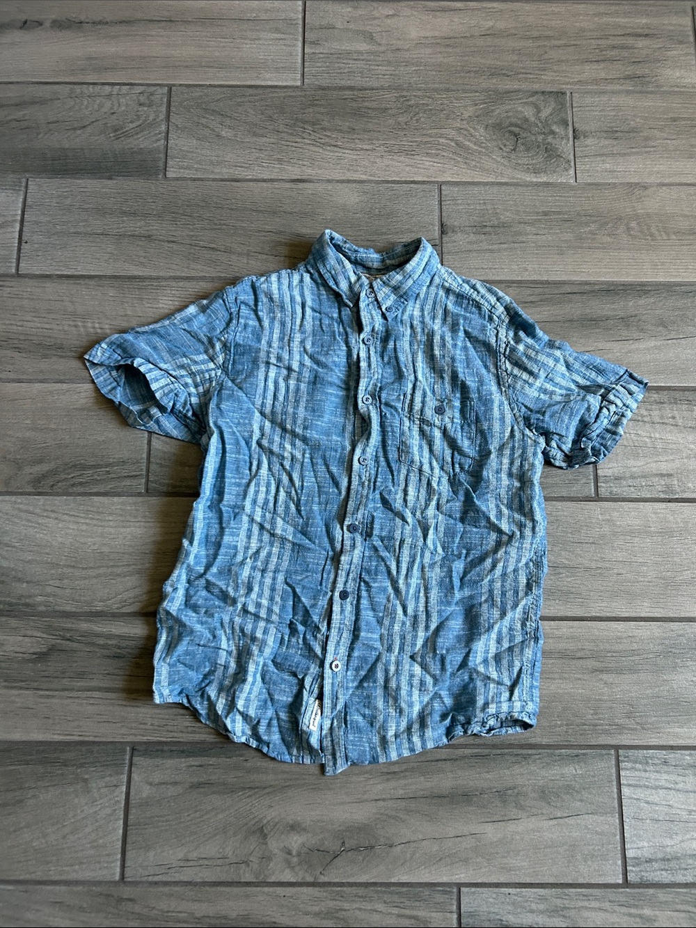 Weatherproof Blue Short-Sleeve Casual Button-Down Shirt